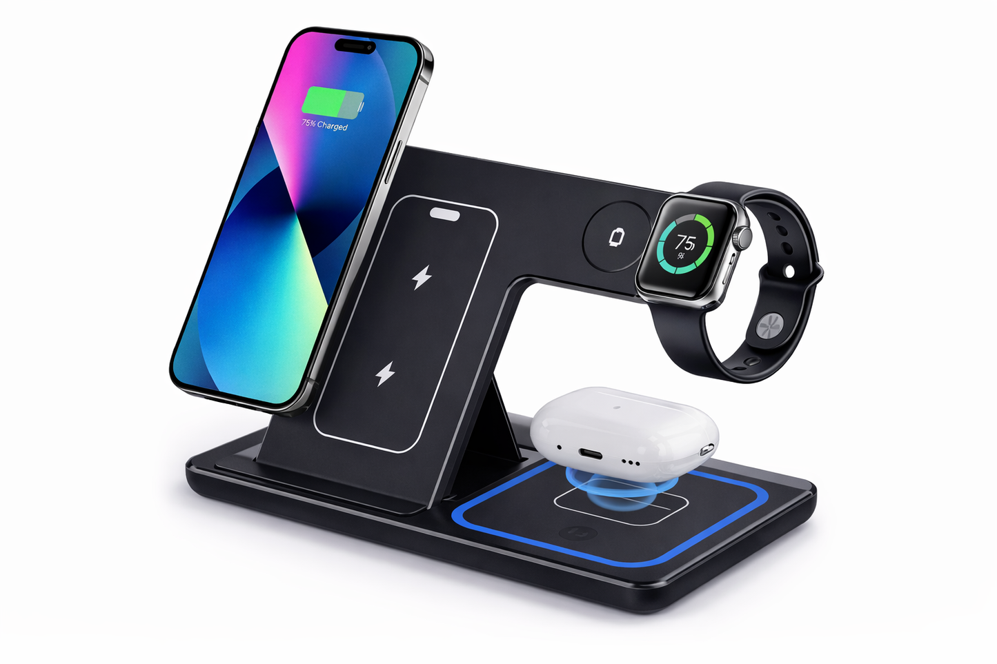 Foldable Wireless Charging Stand for Multiple Devices