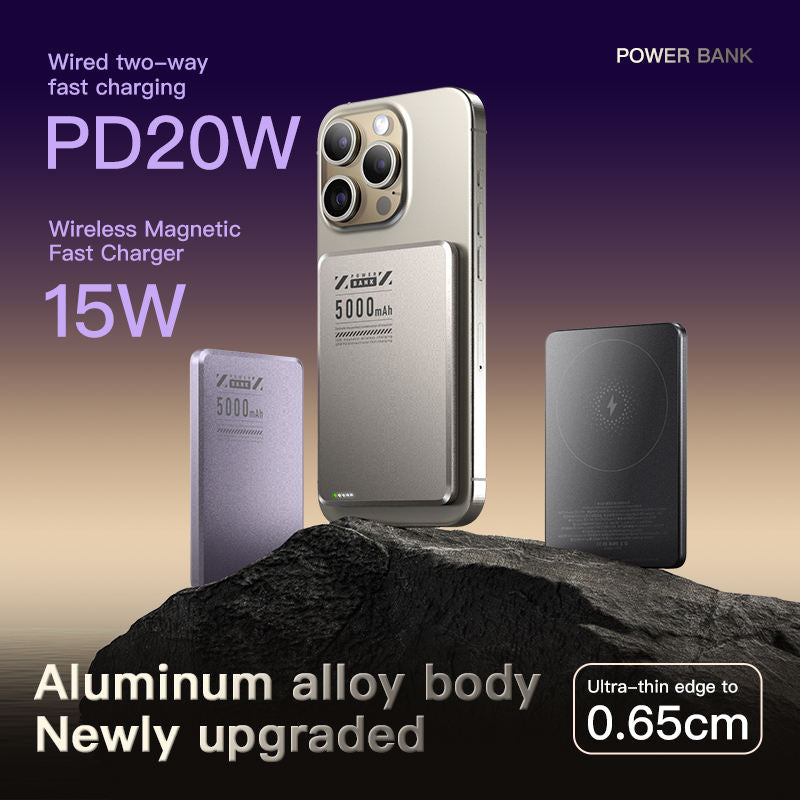 Ultra-Slim 10000mAh Magnetic Wireless Power Bank with 20W PD Fast Charging | Aluminum Body